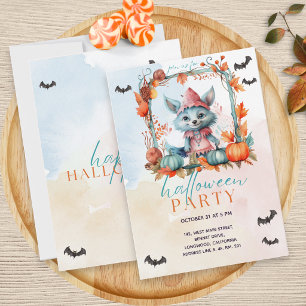 Convites Partido Moderno do Pastel Pumpkin Patch Fox Hallow