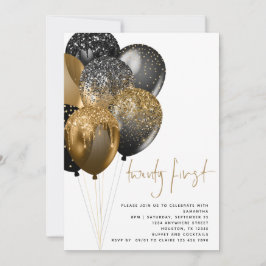 Convites Partido Moderno Dourado Balões Negros 21 ruas