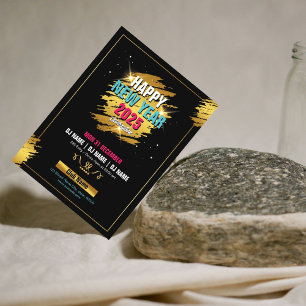 Convites Partido Moderno Dourado BrushAVC no Ano Novo no Vé