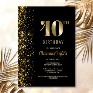 Convites Partido Moderno Dourado Glitter