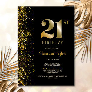 Convites Partido Moderno Dourado Glitter