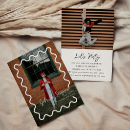 Convites Partido Moderno Minimalista de Foto Preto e Forman