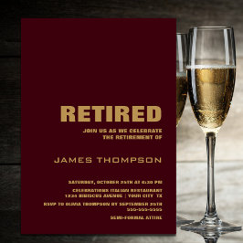 Convites Partido Moderno Minimalista Dourado da Borgonha