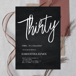 Convites Partido Moderno Negro e Branco Trinta aniversário 