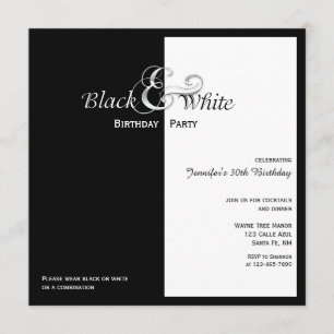Convites Partido Negro e Branco Elegante