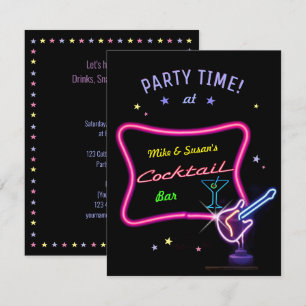 Convites Partido Neon Cocktail (personalizável)