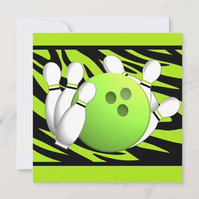 Convites Partido Neon Green Zebra Strike (Frente)