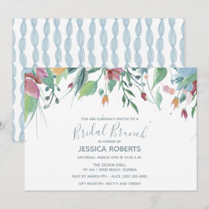 Convites Partido nupcial azul floral da refeição matinal 