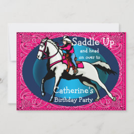 Convites Partido Ocidental Rodeo CowGirl Horse Racing