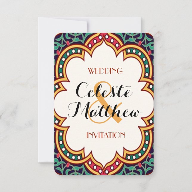 Convites Partido ou Casamento turco-árabe marroquino persa (Frente)