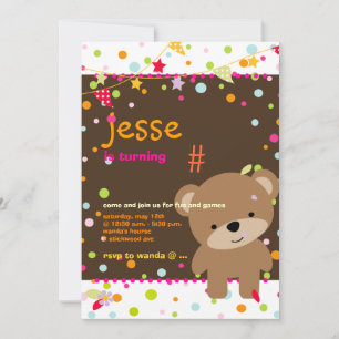 Convites Partido Personalizado do Urso de Teddy Pequeno