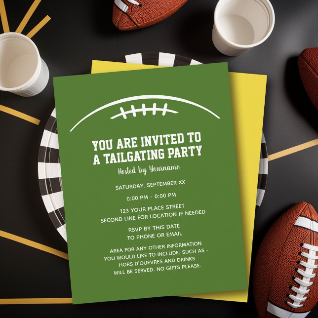 Convites Partido Personalizador de Futebol - amarelo verde (Tailgating Party Invitation)