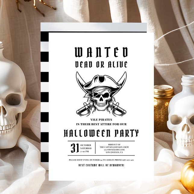 Convites Partido Pirate Skull Halloween (Pirate Skull Halloween Party Invitation)