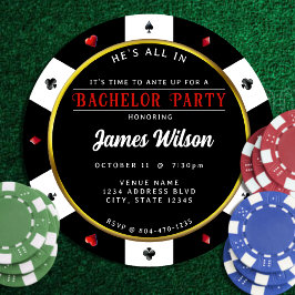 Convites Partido Poker Chip Bachelor