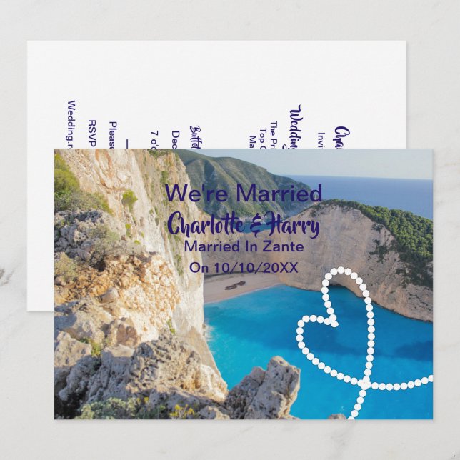 Convites Partido poste Recepção de casamento Casado Em Zant (Frente/Verso)