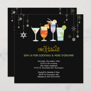 Convites Partido preto Sassy dos vidros de cocktail do