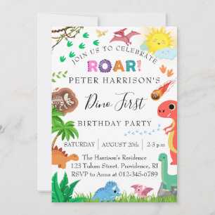 Convites Partido primeiro aniversario Dino dos Dinossauros
