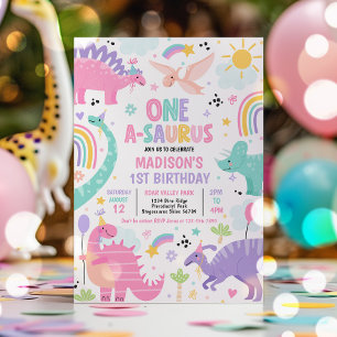 Convites Partido primeiro aniversario Dinossauro One-A-Saur