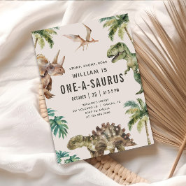 Convites Partido primeiro aniversario Dinossauro One-A-Saur