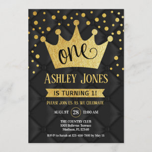 Convites Partido primeiro aniversario - Real Negro Dourado