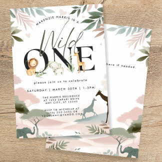 Convites Partido primeiro aniversario Wild One Safari