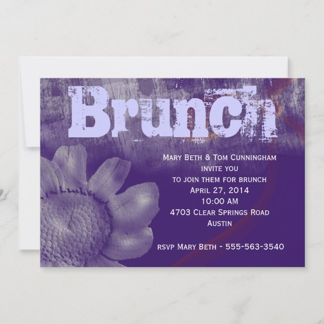 Convites Partido Purple Grunge Brunch (Frente)
