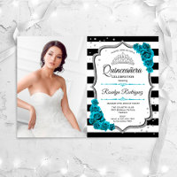 Partido Quinceanera Com Foto - Teal Silver White