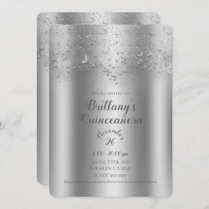 Convites Partido Quinceañera do Silver Shimmer Fltter Butte