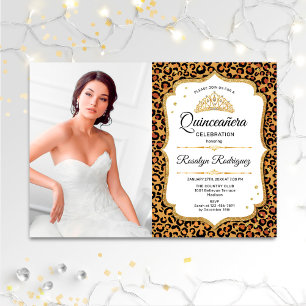 Convites Partido Quinceanera - Impressão do Leopardo - Foto