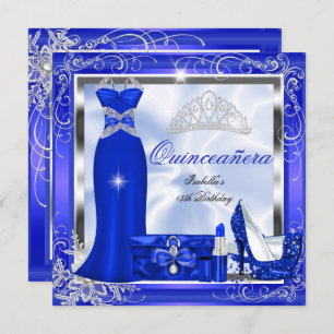 Convites Partido Quinceanera Royal Blue Silver Vestidos S5