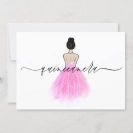 Convites Partido Quinceanera, Script de Vestido Rosa Blush