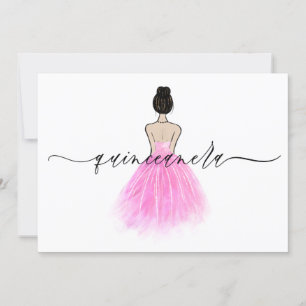 Convites Partido Quinceanera, Script de Vestido Rosa Blush