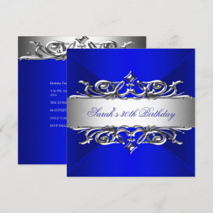 Convites Partido Real Azul na aniversário de 30 anos Silver