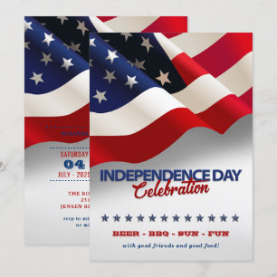 Convites Partido Red, White & Blue American Bandeira 4 De J