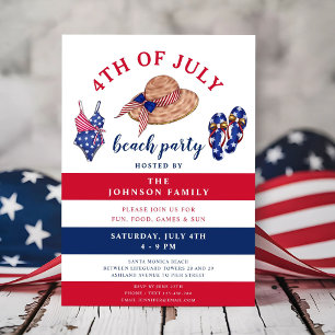 Convites Partido Red White E Blue Beach 4 De Julho