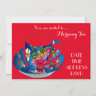 Convites Partido retro do café do copo de chá do vintage do