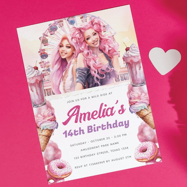 Convites Partido Rollercoaster Personalizado De Aquarela (Criador carregado)