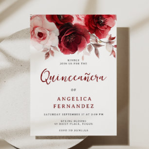Convites Partido Românico da Rosa vermelha Ruby Quinceanera