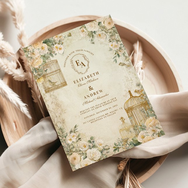 Convites Partido Romântico dos Jardins Florais de Ivory (Criador carregado)