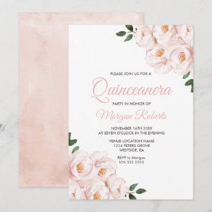 Convites Partido Romântico Rosa Rosa Rosa Quinceanera