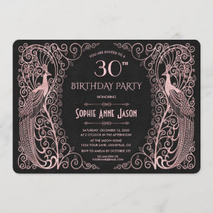 Convites Partido Rosa de Peacocks de Arte Dourada