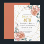 Convites Partido rosa Floral do aniversário de 40 anos e Eu<br><div class="desc">Aniversário Geométrico Rosa & Eucalyptus Floral Este é um modelo pronto para você adicionar os detalhes da sua festa. Se você quiser alterar a cor ou o estilo da fonte,  clique em personalizar ainda mais no final do modelo.</div>