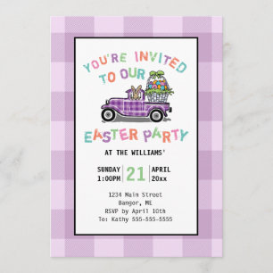 Convites Partido roxo da páscoa do guingão do caminhão do