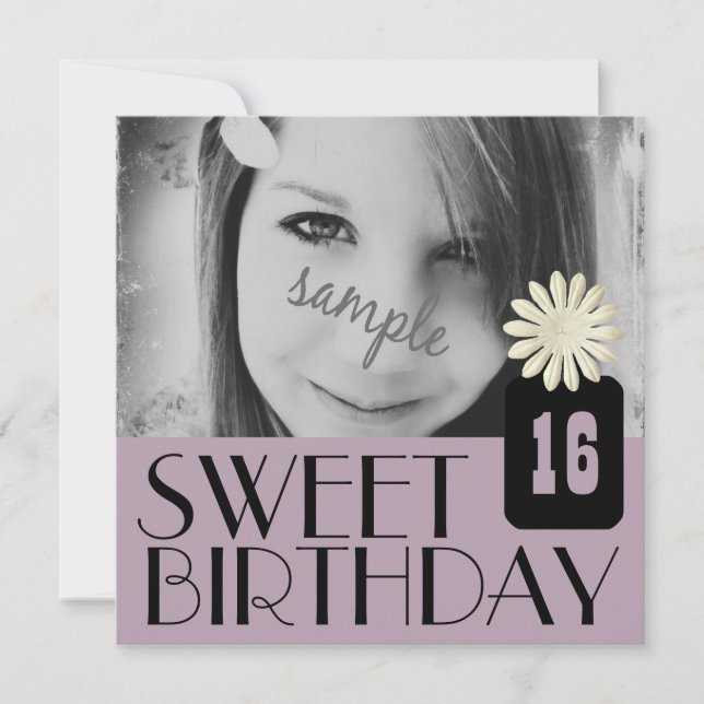 Convites Partido roxo do doce décimo sexto para meninas do (Frente)