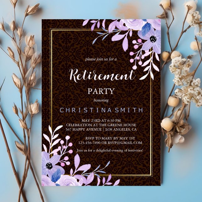 Convites Partido Russo Floral Pastel Watercolor (Rustic Floral Pastel Watercolor Retirement Party)
