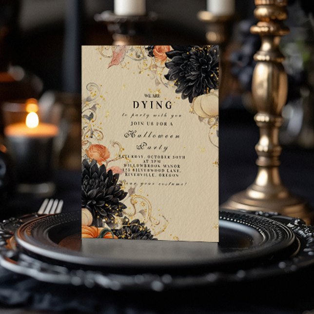 Convites Partido Russo Negro Dahlia Halloween (Criador carregado)
