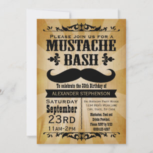Convites Partido Russo Vintage Mustache Bash