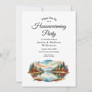 Convites Partido Rustic Autumn Lakeside Forest