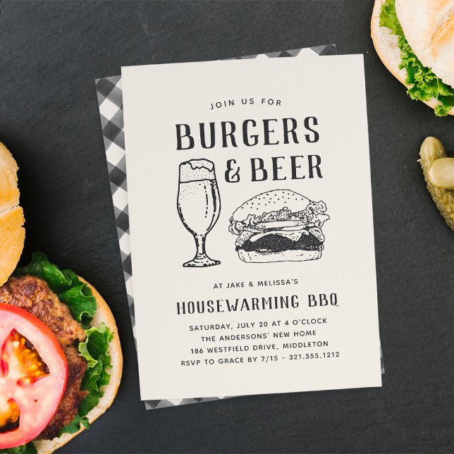 Convites Partido Rustic Burgers & Beer Housearming (Criador carregado)