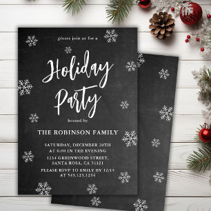 Convites Partido Rustic Chalkboard Snowflake Holiday